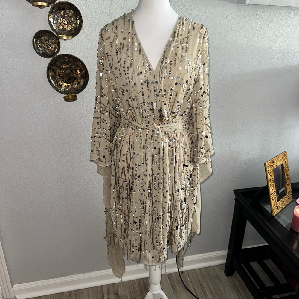 Mac Duggal Gold Sequin Mini Dress